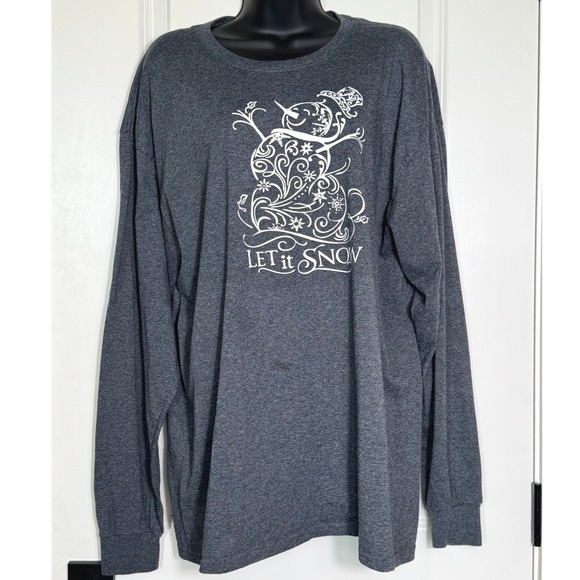 Fruit of the Loom Let It Snow Long Sleeve Graphic Tee XL Christmas - Picture 1 of 7
